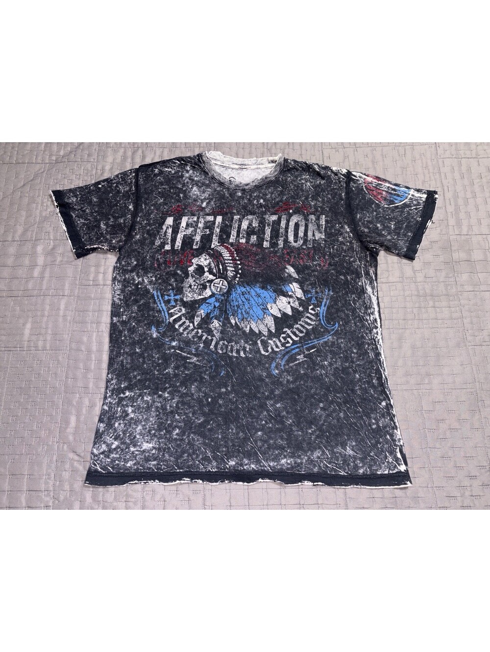 Affliction Lost Souls American Customs Live Fast Reversible t shirt Mens Lrg